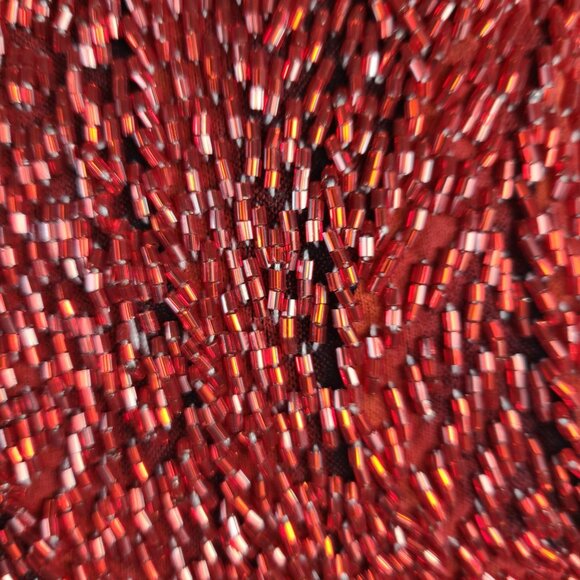 Mfi-Jean Black T-Shirt With Red Beaded Rose Embroidery - Size Medium - Picture 6 of 7